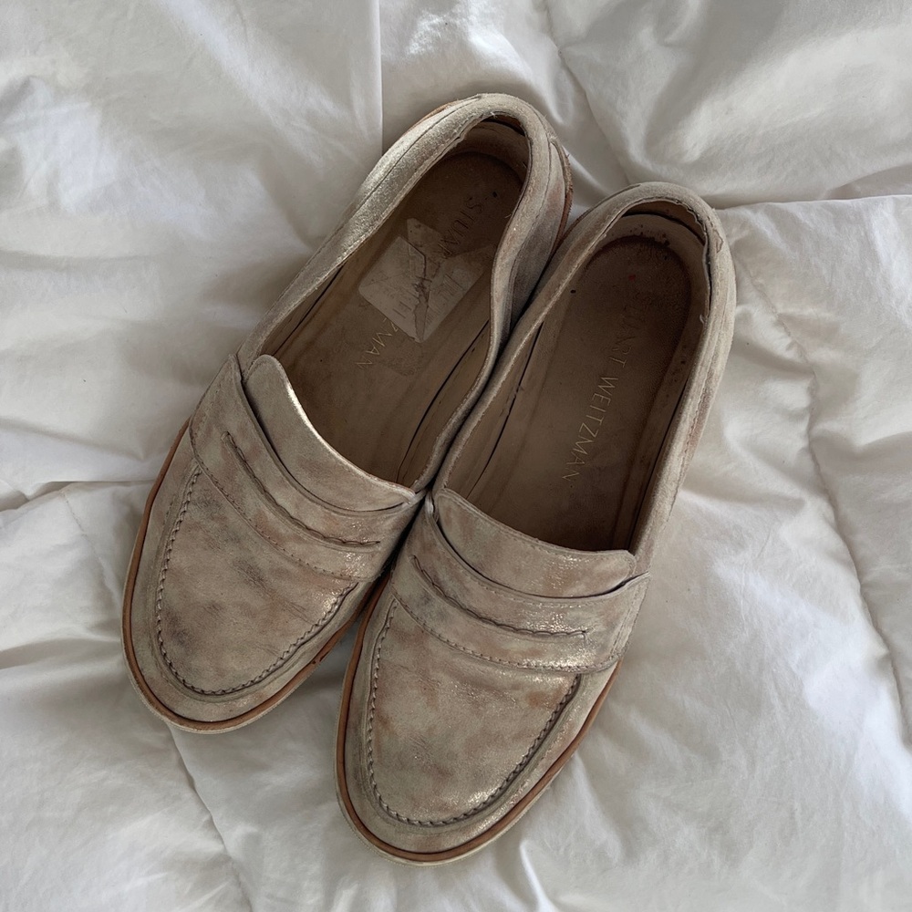 Stuart Weitzman Beige Suede slip on sneakers